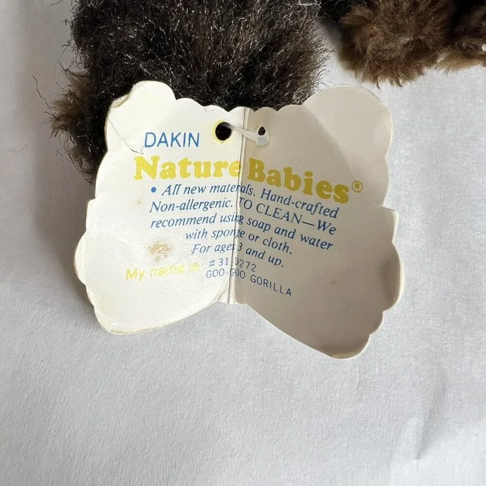 1983 Dakin Nature Babies Goo Goo Gorilla Plush Baby Monkey Pacifier Stuffed